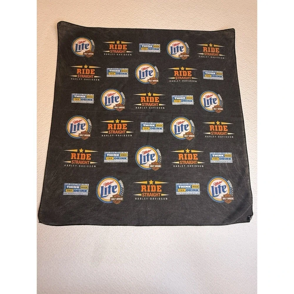 Miller Lite Harley-Davidson Ride Straight Bandana‎ 21x22 Promo Biker Bandana